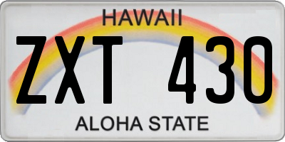 HI license plate ZXT430