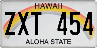 HI license plate ZXT454