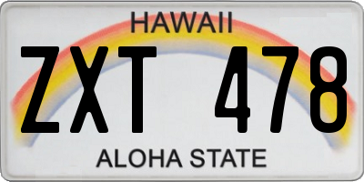 HI license plate ZXT478