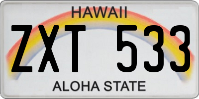 HI license plate ZXT533