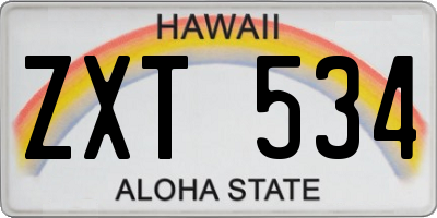HI license plate ZXT534