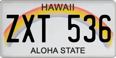 HI license plate ZXT536