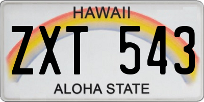 HI license plate ZXT543