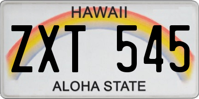 HI license plate ZXT545