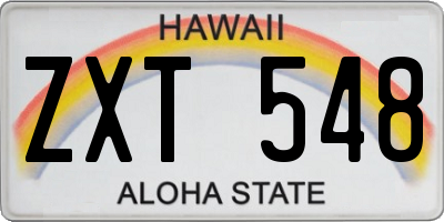 HI license plate ZXT548
