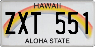 HI license plate ZXT551
