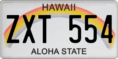 HI license plate ZXT554
