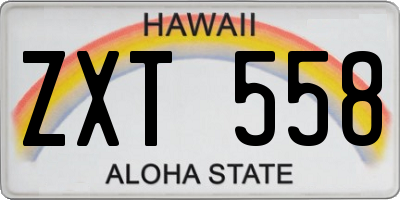 HI license plate ZXT558