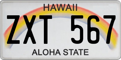 HI license plate ZXT567