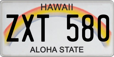 HI license plate ZXT580