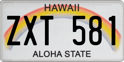 HI license plate ZXT581