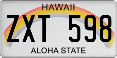 HI license plate ZXT598
