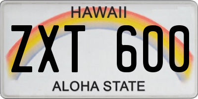 HI license plate ZXT600