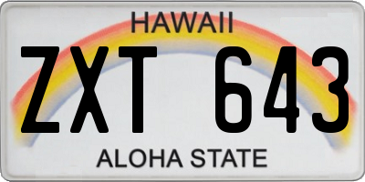 HI license plate ZXT643