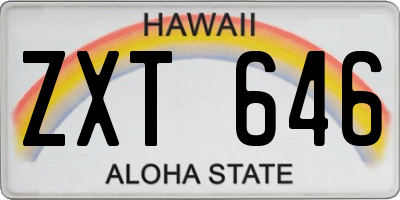 HI license plate ZXT646