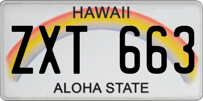 HI license plate ZXT663