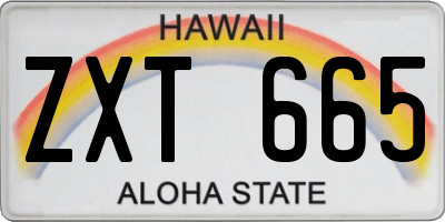 HI license plate ZXT665