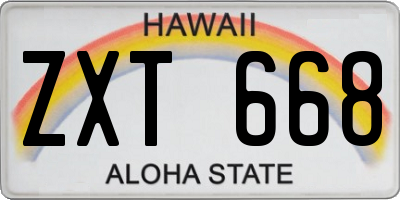HI license plate ZXT668