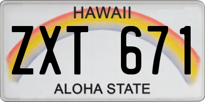 HI license plate ZXT671