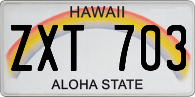 HI license plate ZXT703