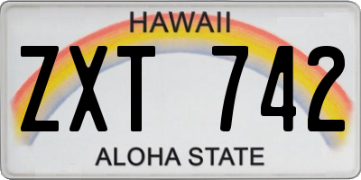 HI license plate ZXT742
