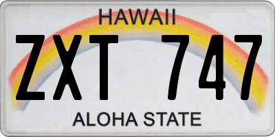 HI license plate ZXT747