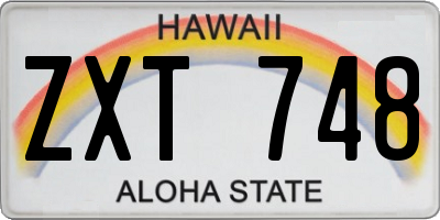 HI license plate ZXT748