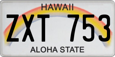 HI license plate ZXT753