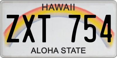 HI license plate ZXT754