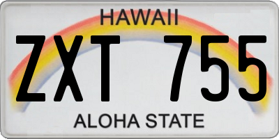 HI license plate ZXT755