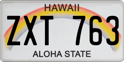 HI license plate ZXT763