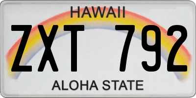 HI license plate ZXT792