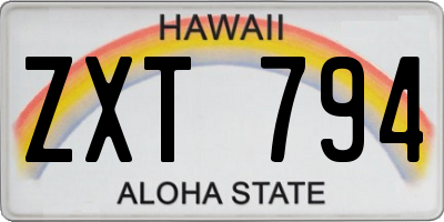 HI license plate ZXT794