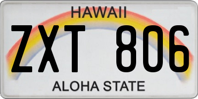 HI license plate ZXT806