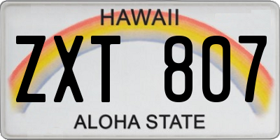 HI license plate ZXT807