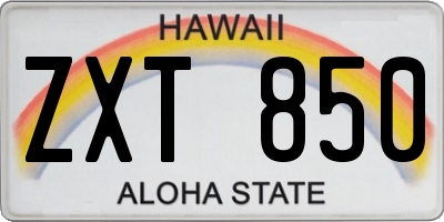 HI license plate ZXT850