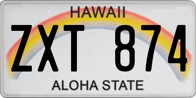 HI license plate ZXT874