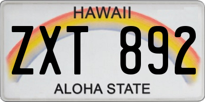 HI license plate ZXT892