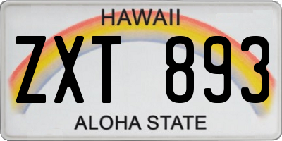 HI license plate ZXT893