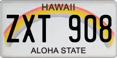 HI license plate ZXT908