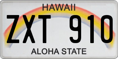 HI license plate ZXT910