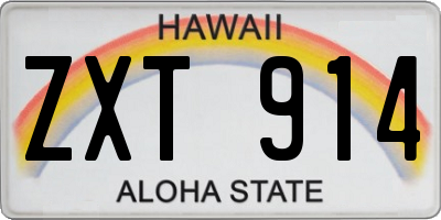 HI license plate ZXT914