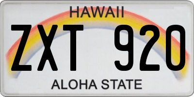 HI license plate ZXT920