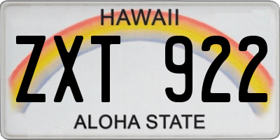 HI license plate ZXT922