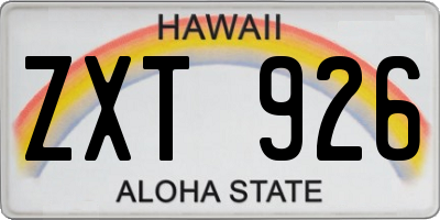 HI license plate ZXT926