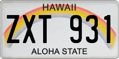HI license plate ZXT931