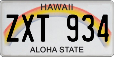 HI license plate ZXT934