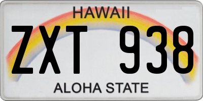 HI license plate ZXT938