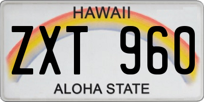 HI license plate ZXT960