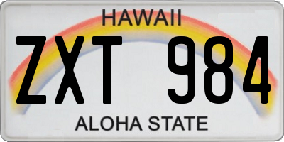HI license plate ZXT984